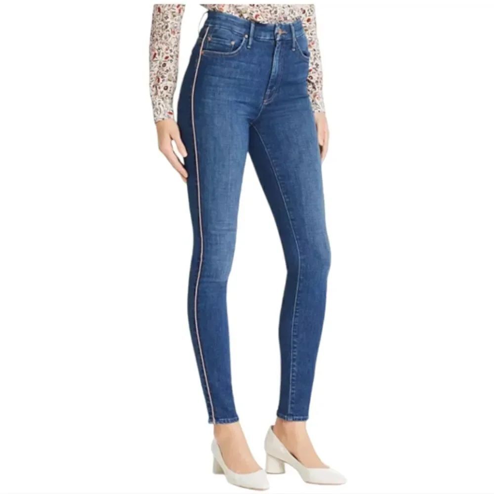 Mother looker high-rise piped skinny jeans in what I had before I had, size 27